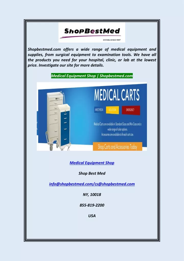 shopbestmed com offers a wide range of medical