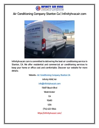 Air Conditioning Company Stanton Ca | Infinityhvacair.com