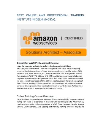 BEST ONLINE AWS TRAINING INSTITUTE IN DELHI (DELHI).