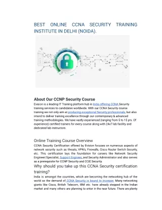 BEST ONLINE CCNA SECURITY TRAINING INSTITUTE INLUCKNOW (NOIDA).
