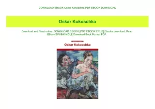 DOWNLOAD EBOOK Oskar Kokoschka PDF EBOOK DOWNLOAD