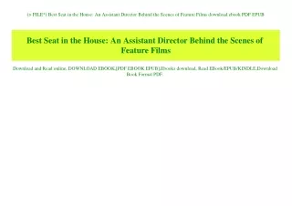 (P.D.F. FILE) Best Seat in the House An Assistant Director Behind the Scenes of Feature Films download ebook PDF EPUB