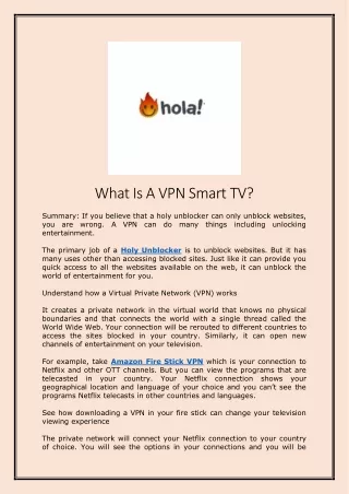 What Is A VPN Smart TV