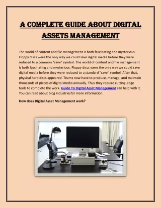 A Complete Guide about Digital Assets Management