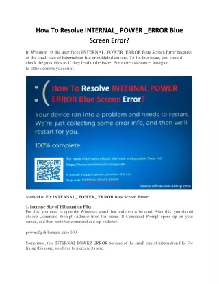 how to resolve internal power error blue screen