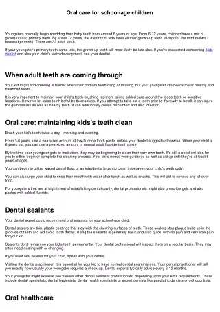Oral care for school-age children