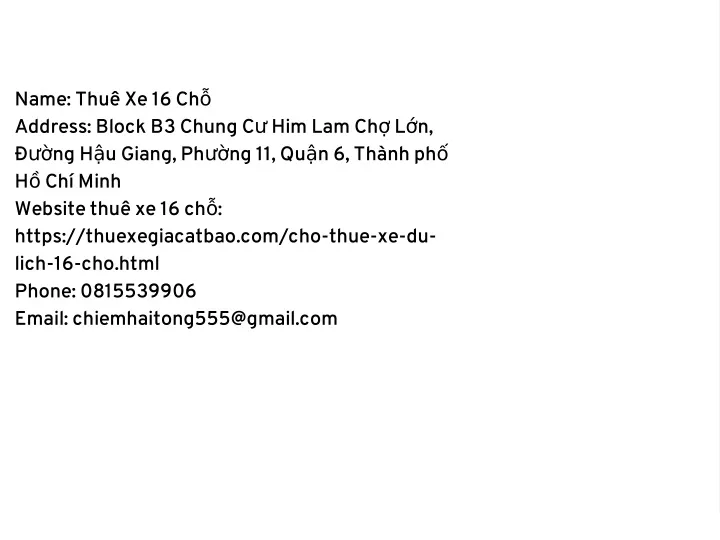 name thu xe 16 ch address block b3 chung
