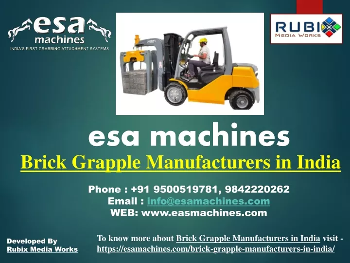esa machines brick grapple manufacturers in india