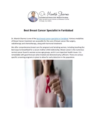 Best Breast Cancer Specialist in Faridabad