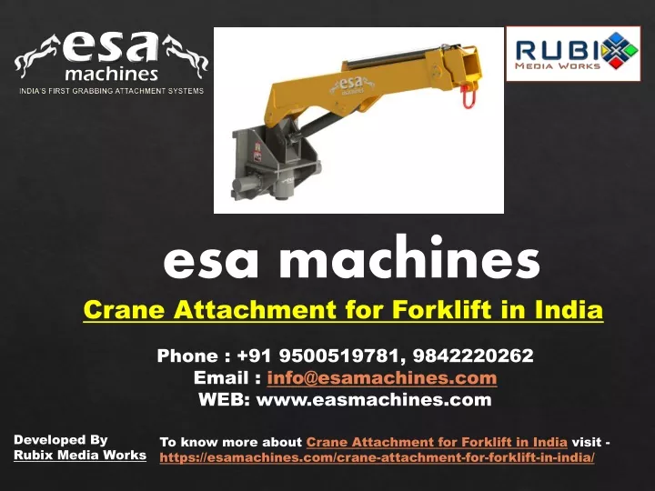esa machines crane attachment for forklift