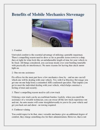 benefits of mobile mechanics stevenage