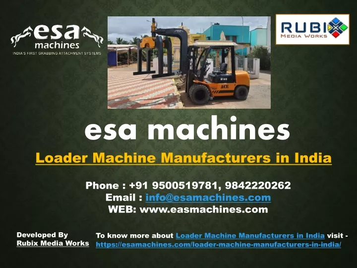 esa machines loader machine manufacturers in india