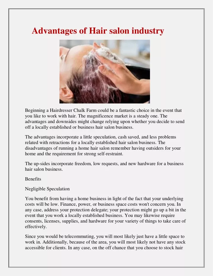 advantages of hair salon industry