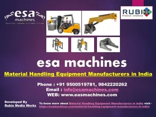 Material Handling Equipment Manufacturers in India | esa machines