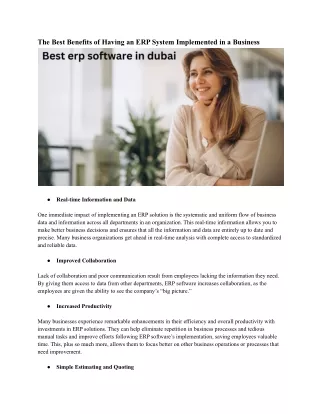 the best benefits of having an erp system