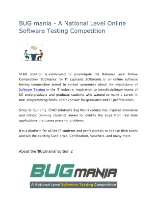 bug mania a national level online software