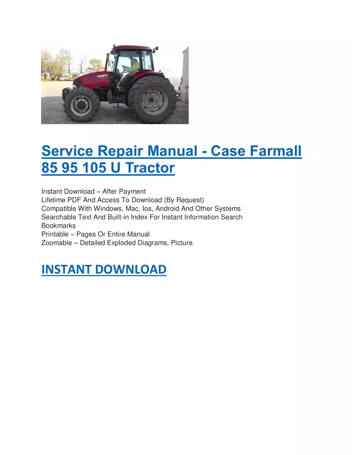 service repair manual case farmall