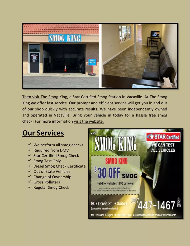 then visit the smog king a star certified smog