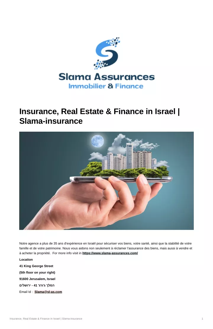insurance real estate finance in israel slama