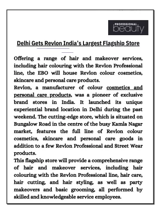 Delhi Gets Revlon India’s Largest Flagship Store