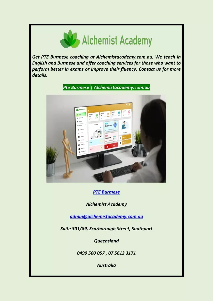 get pte burmese coaching at alchemistacademy