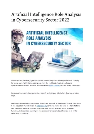 Artificial Intelligence Role Analysis in Cybersecurity Sector 2022