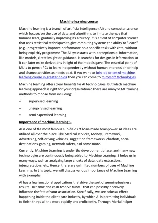 Machine learning course in Greater Noida