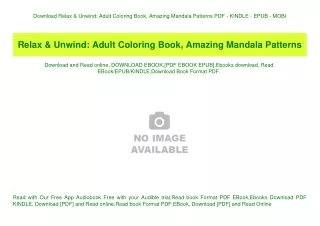 Download Relax & Unwind Adult Coloring Book  Amazing Mandala Patterns PDF - KINDLE - EPUB - MOBI