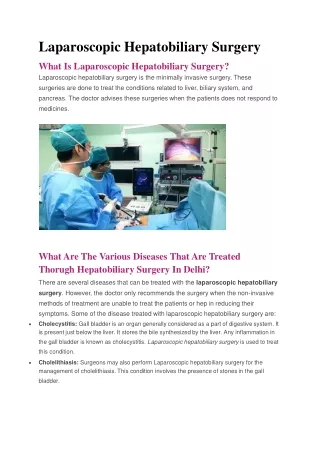 Laparoscopic Hepatobiliary Surgery In Delhi By Dr. Neeraj Goel
