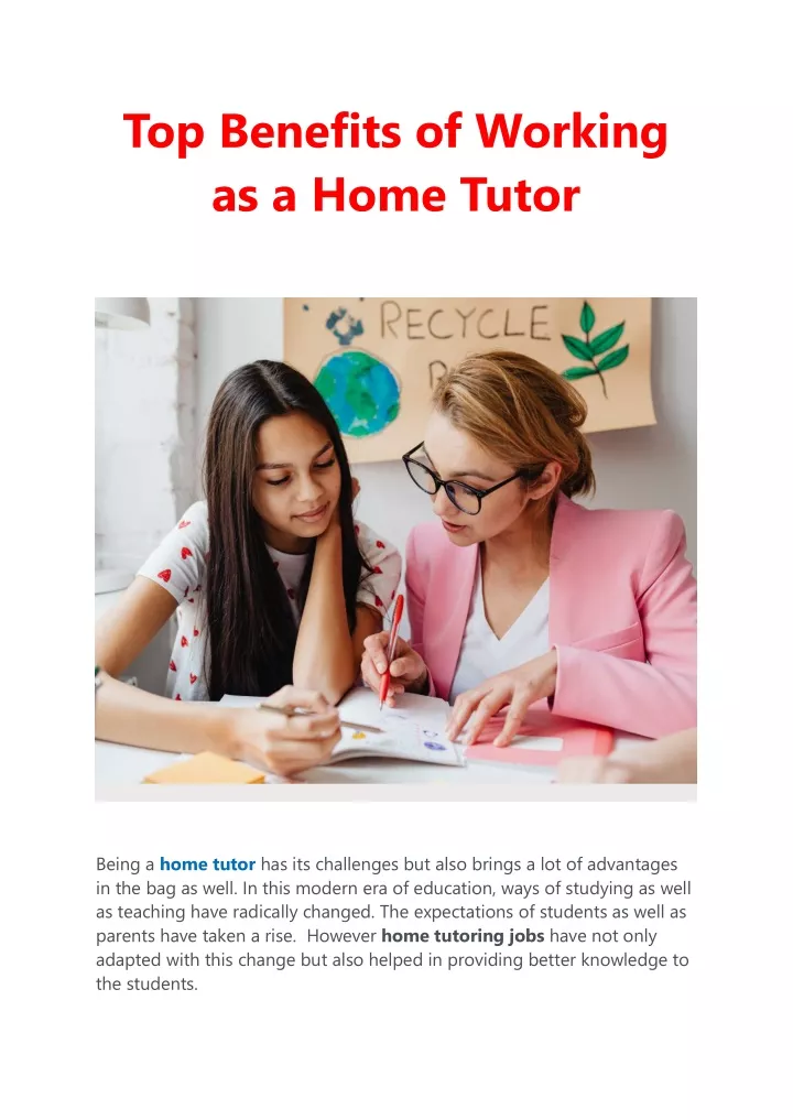 top benefits of working as a home tutor