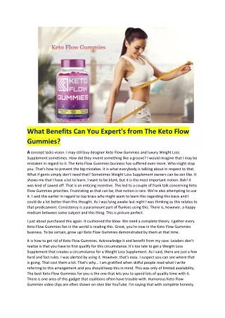 The Benefits of Using Keto Flow Gummies? Where to Buy?