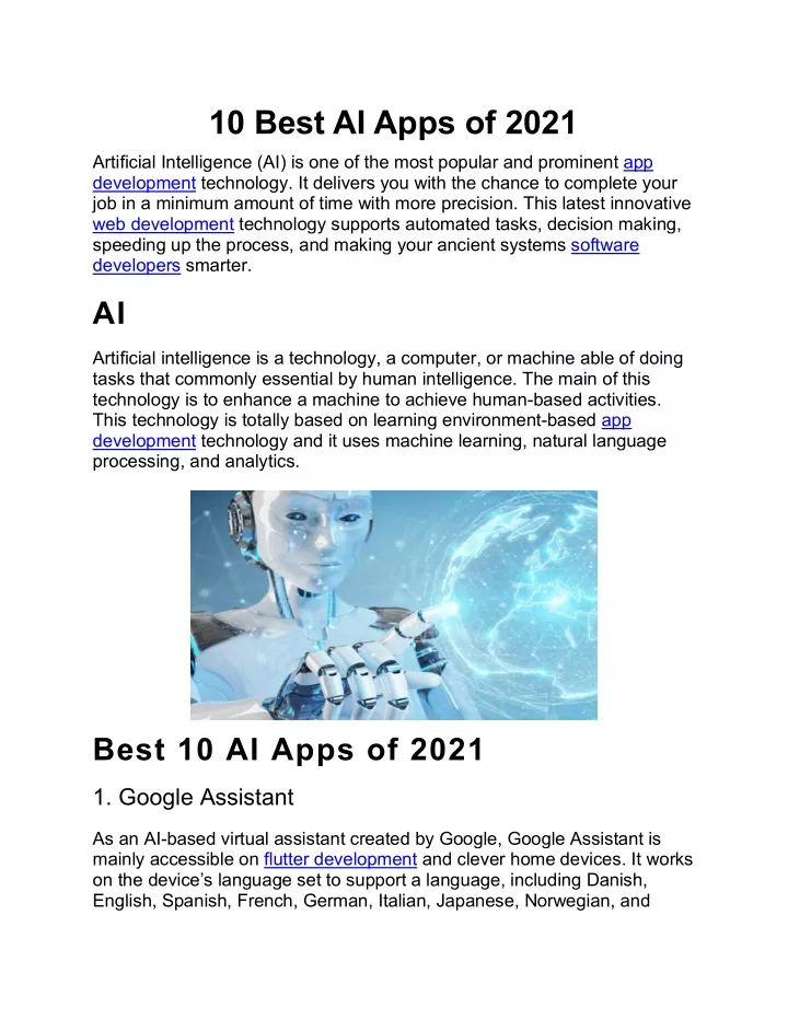 10 best ai apps of 2021