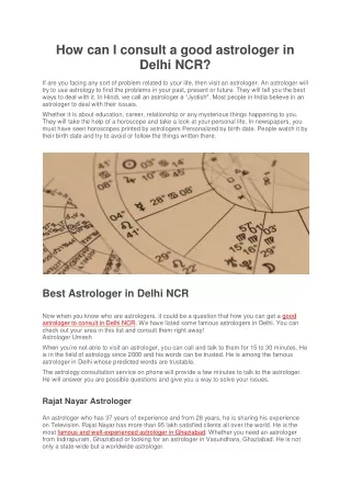 How can I consult a good astrologer in Delhi NCR