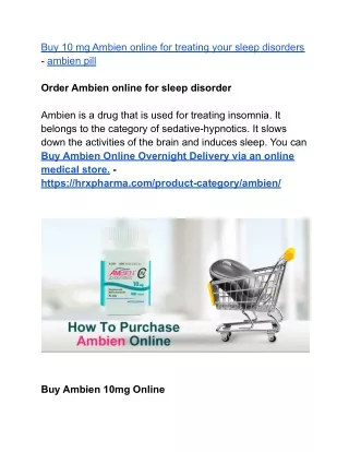Buy 10 mg Ambien online for treating your sleep disorders - ambien pill