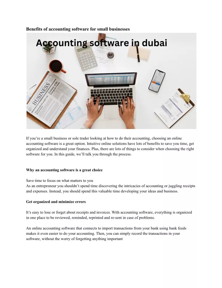 benefits of accounting software for small