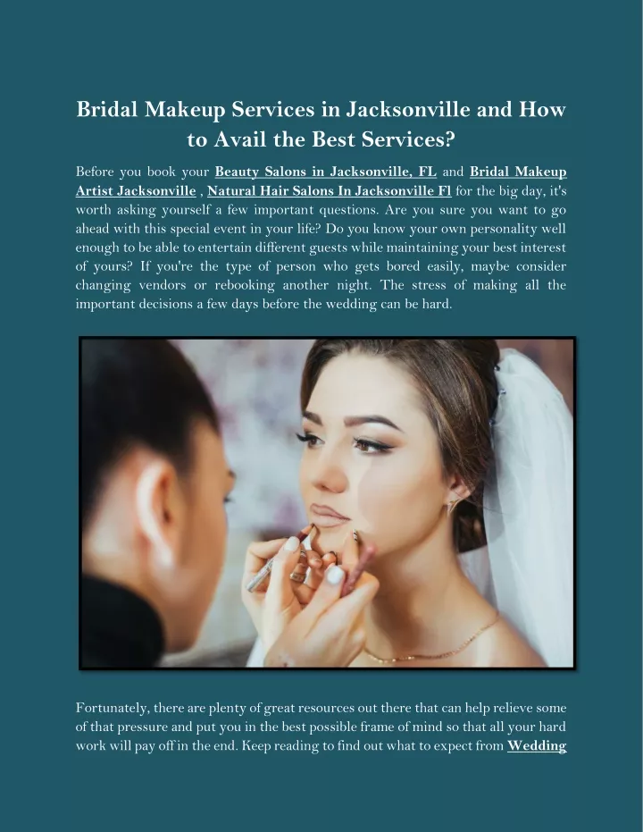 bridal makeup services in jacksonville