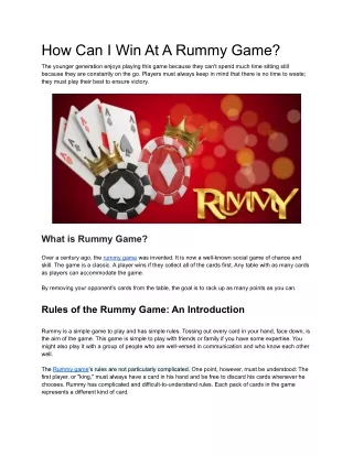 How Can I Win At A Rummy Game_
