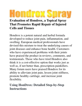 Evaluation of Hondrox