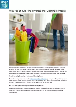 Why You Should Hire a Professional Cleaning Company