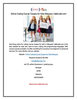 online coding course classes for kids malaysia
