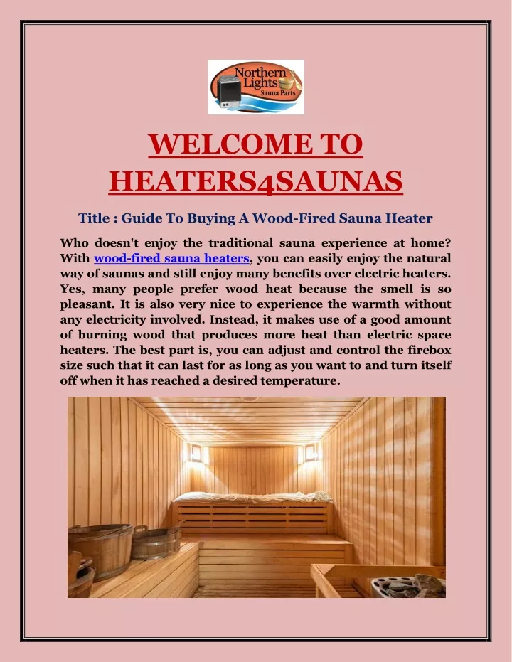 welcome to heaters4saunas