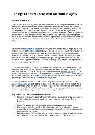 Things to know about Mutual Fund Insights