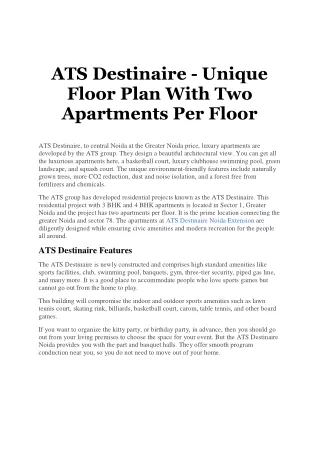 ATS Destinaire - Unique Floor Plan With Two Apartments Per Floor