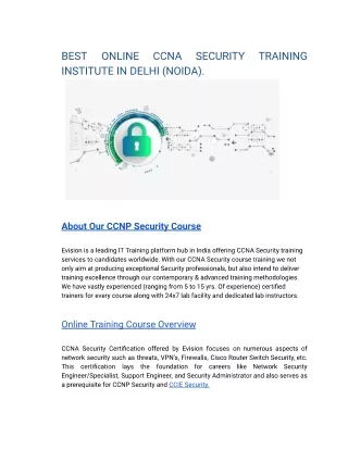 BEST ONLINE CCNA SECURITY TRAINING INSTITUTE IN HYDERABAD