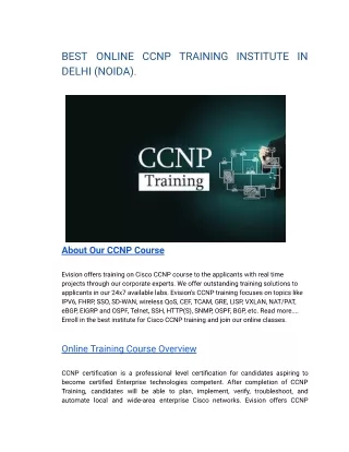 Best Online CCNP Training Institute In Hyderabad