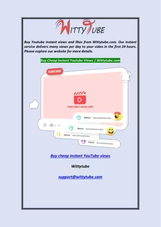 Buy Cheap Instant Youtube Views  Wittytube.com