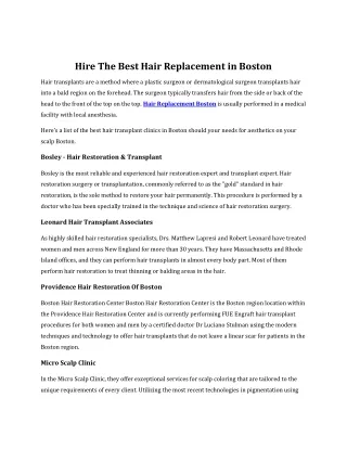 Hire The Best Hair Replacement in Boston