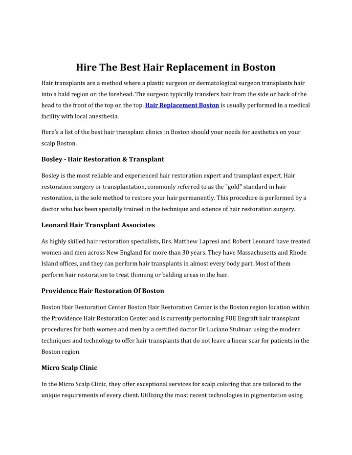 hire the best hair replacement in boston