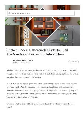 Kitchen Racks: A Thorough Guide To Fulfill The Needs Of Your Incomplete Kitchen