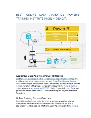 BEST ONLINE DATA ANALYTICS POWER-BI TRAINING INSTITUTE IN DELHI (NOIDA).